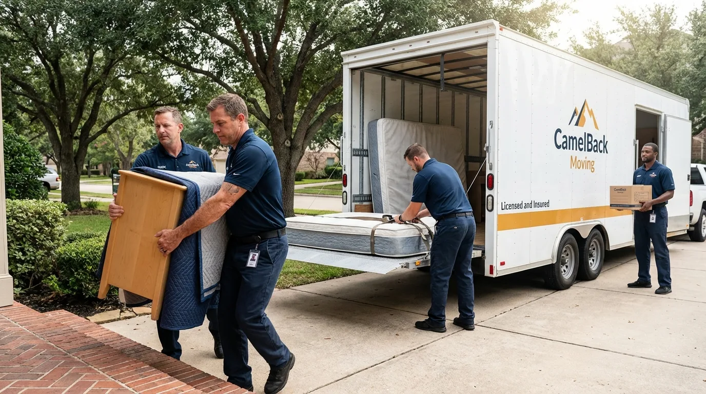 Crew loading residential truck for cross-state move from Birdsboro, PA